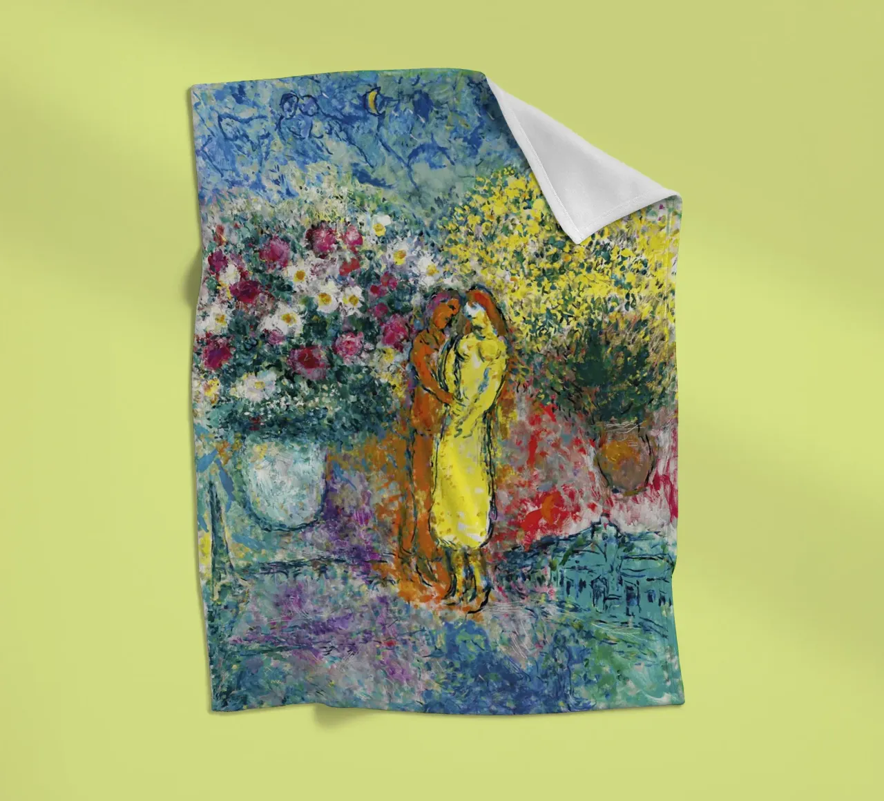 Marc Chagall La coppia con due bouquet coperta in pile da Kunze Gallery