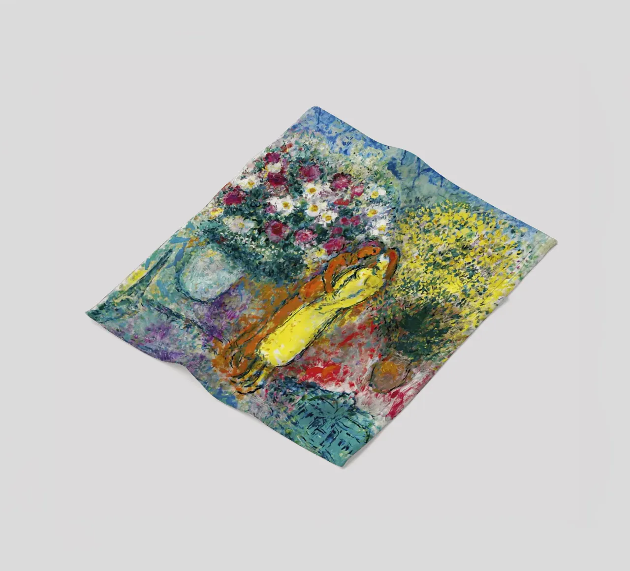 Marc Chagall La coppia con due bouquet coperta in pile da Kunze Gallery