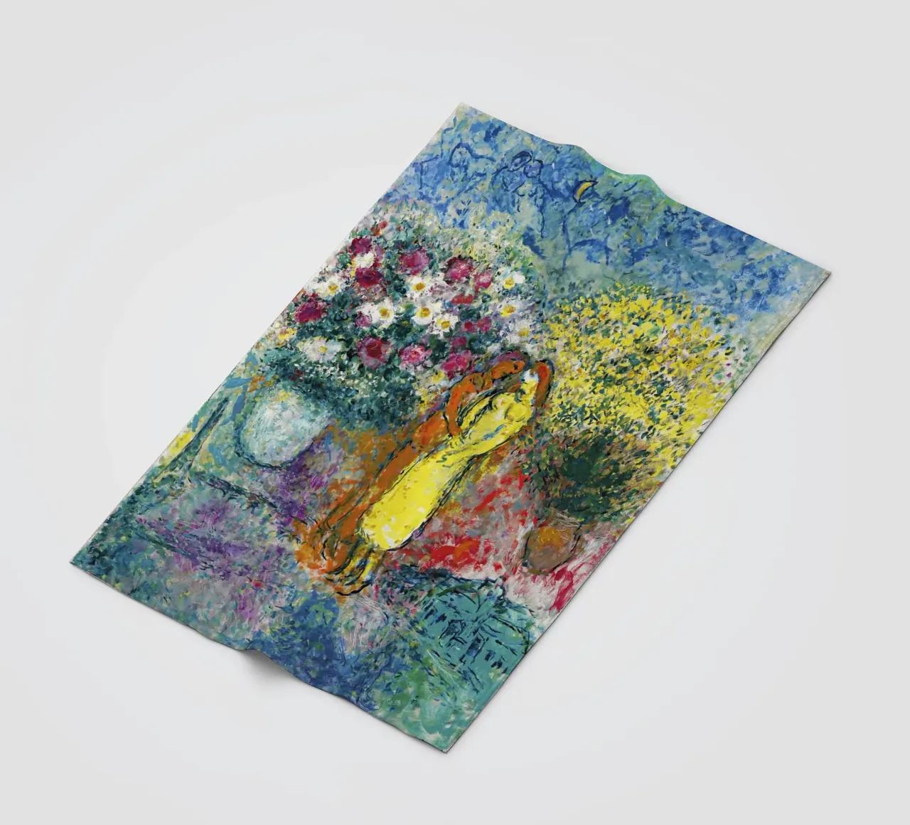 Marc Chagall La coppia con due bouquet coperta in pile da Kunze Gallery