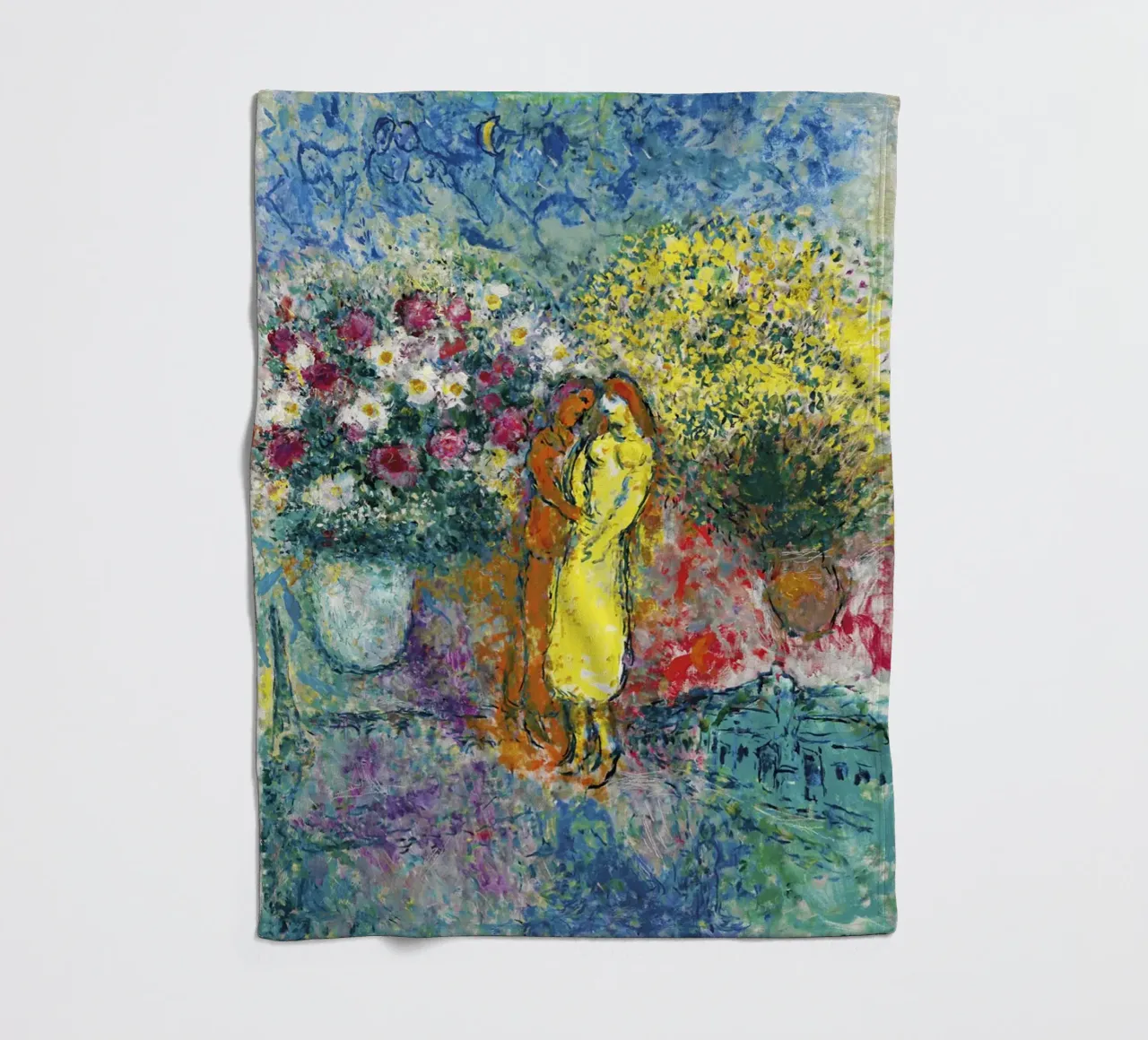 Marc Chagall La coppia con due bouquet coperta in pile da Kunze Gallery