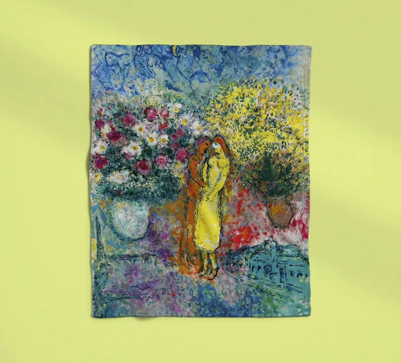 Marc Chagall La coppia con due bouquet coperta in pile da Kunze Gallery