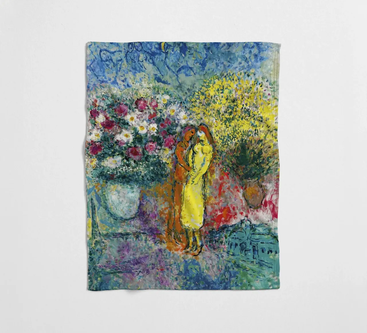 Marc Chagall La coppia con due bouquet coperta in pile da Kunze Gallery