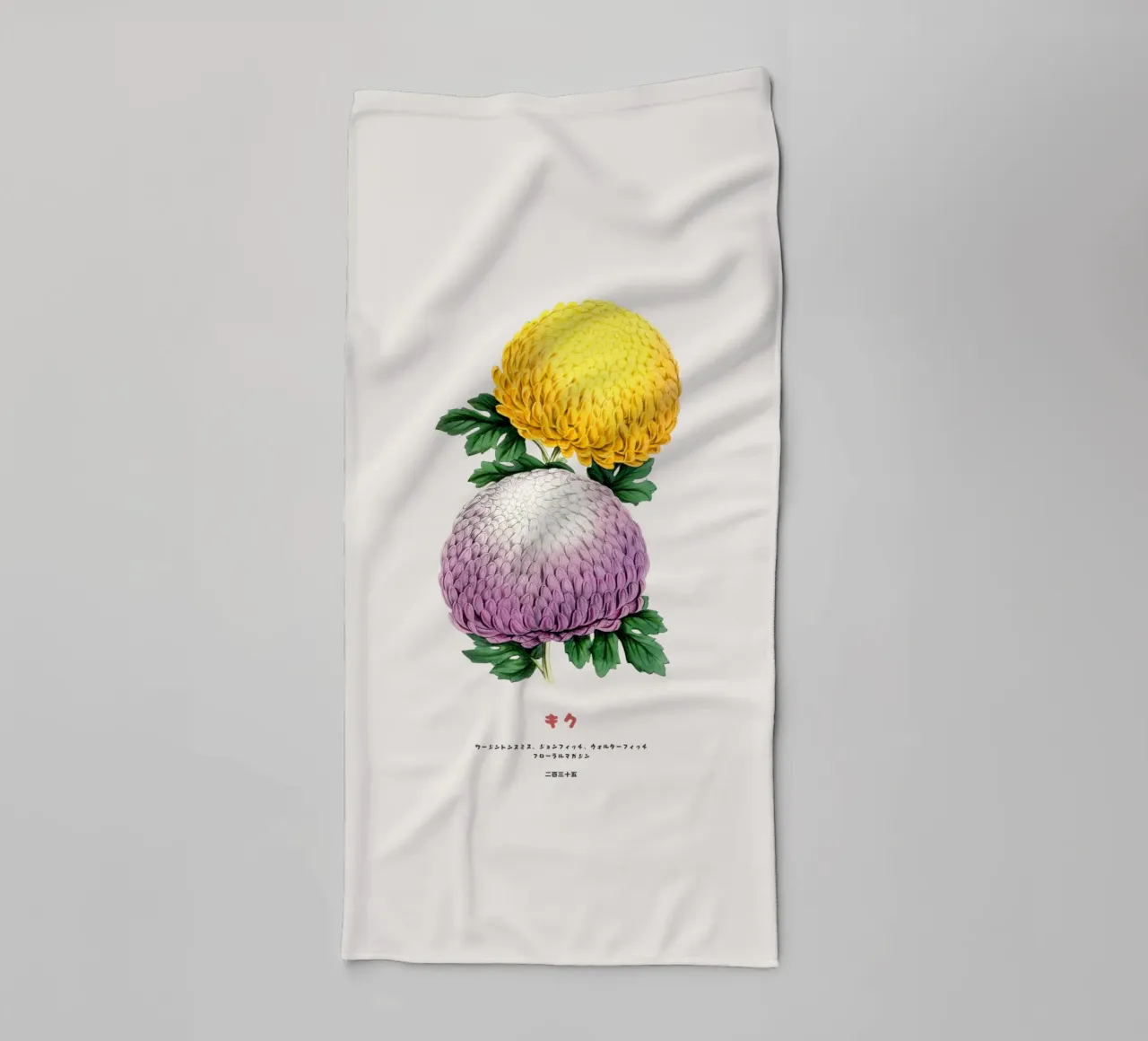 Bloeiend Kiku Duo badhanddoek van Vintagrafica