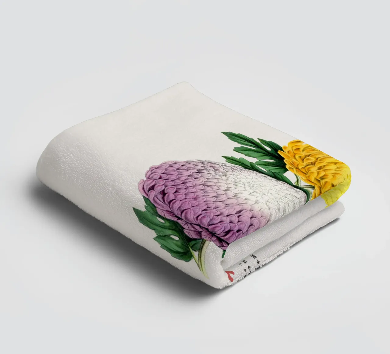 Bloeiend Kiku Duo badhanddoek van Vintagrafica