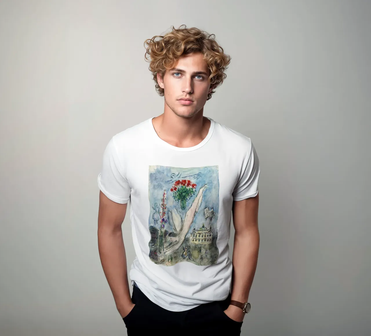 Marc Chagall L'angelo prima dell'opera t-shirt da Kunze Gallery
