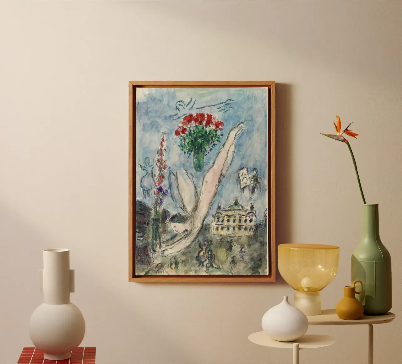 Marc Chagall L'angelo prima dell'opera tela con Cornice a cassetta da Kunze Gallery