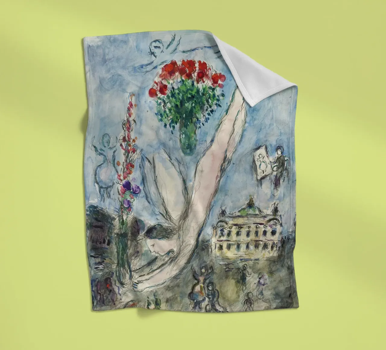 Marc Chagall The Angel Before the Opera fleece blanket by Kunze Gallery