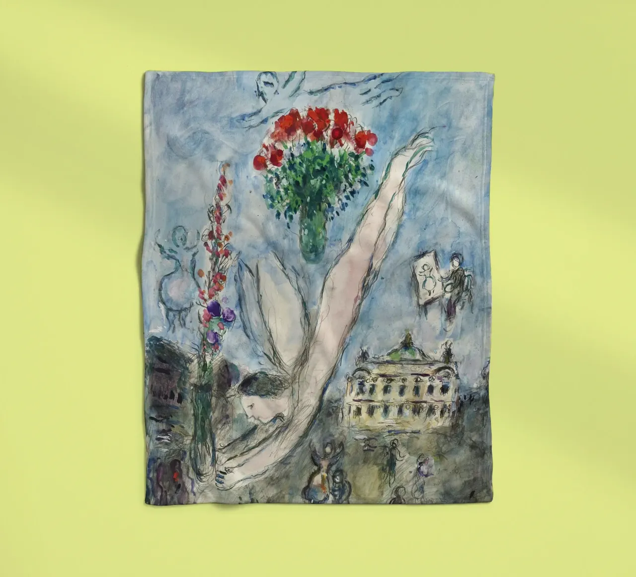 Marc Chagall The Angel Before the Opera fleece blanket by Kunze Gallery