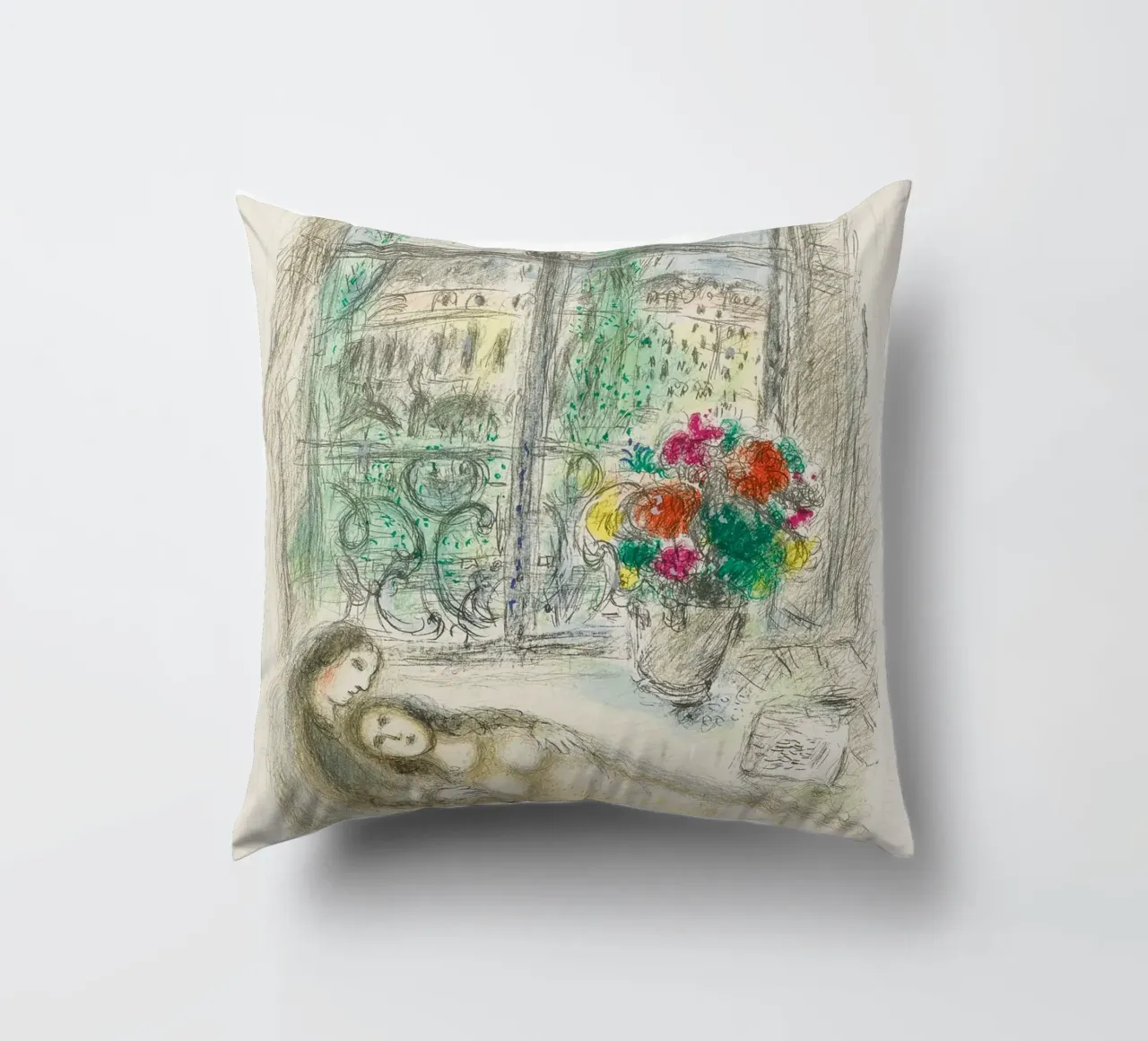Marc Chagall Quai Des Celestins cuscino da Kunze Gallery