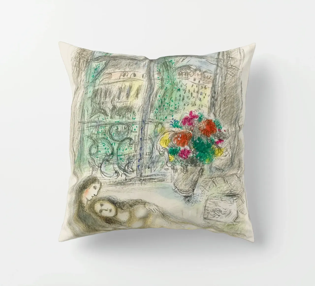 Marc Chagall Quai Des Celestins cuscino da Kunze Gallery