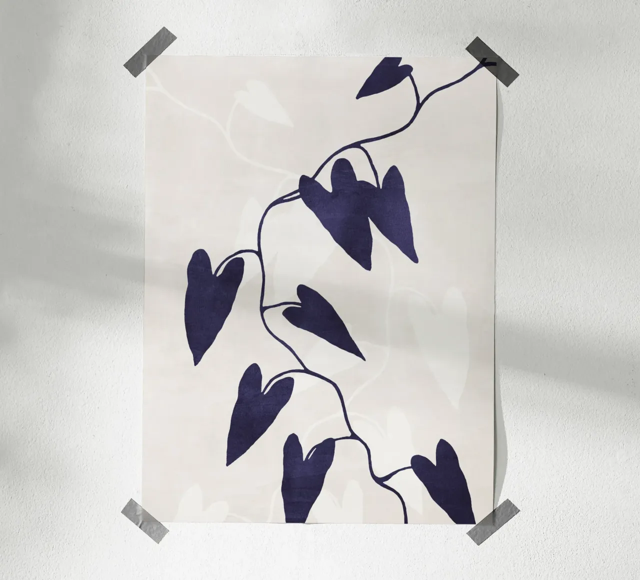 Abstract Botanical no. 8 Indigo poster con telaio in legno da adrianooliveira