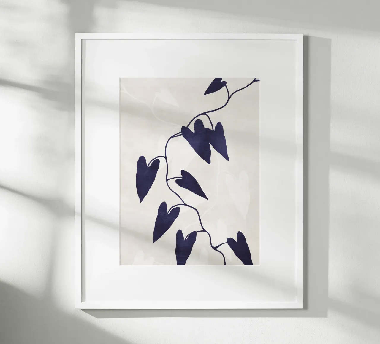 Abstract Botanical no. 8 Indigo poster con telaio in legno da adrianooliveira