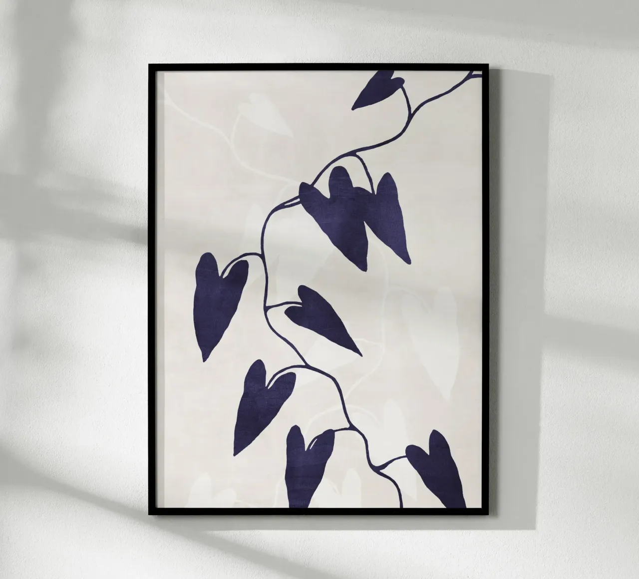 Abstract Botanical no. 8 Indigo poster con telaio in legno da adrianooliveira