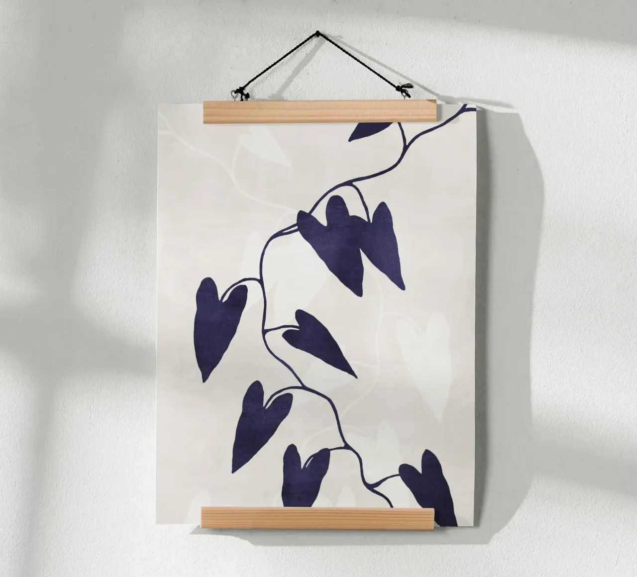 Abstract Botanical no. 8 Indigo poster con telaio in legno da adrianooliveira