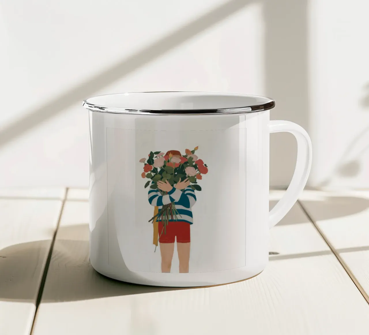 Bouquet Bliss tazza in smalto da Petal Canvas