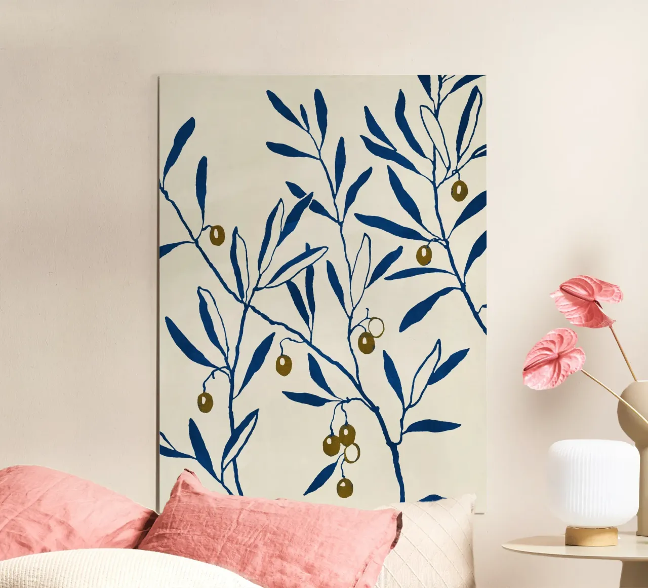 Olive Branch - Blue poster con telaio in legno da adrianooliveira