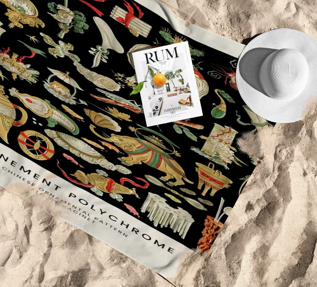 Racinet -  Chinese Ornamental Pattern telo mare da Vintage by JUNIQE