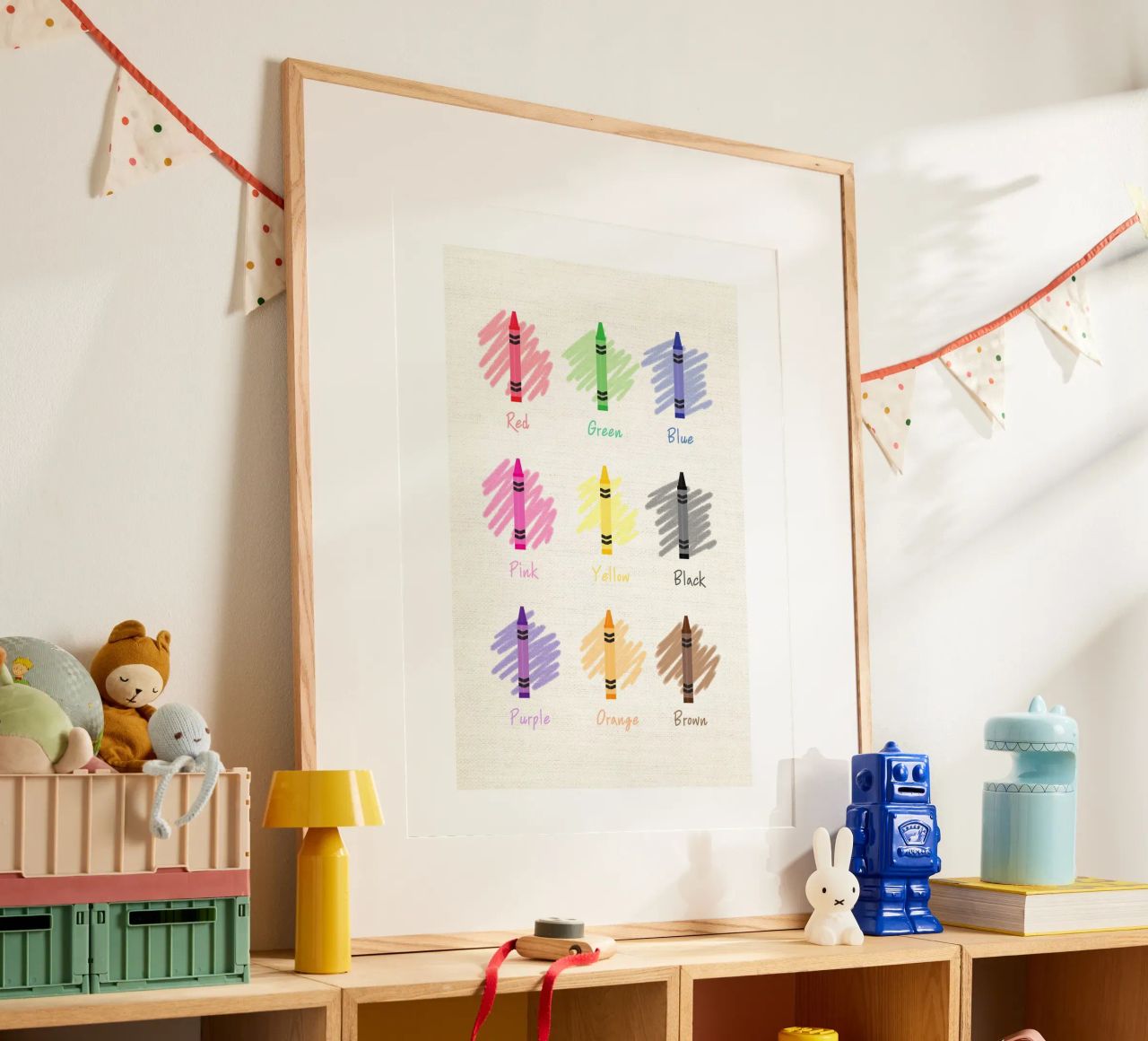 Learn Colors with Crayons – Educational Nursery Print poster by Sprouts & Sparks