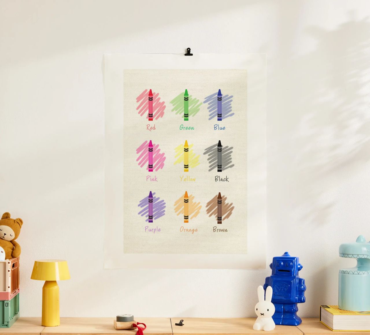 Learn Colors with Crayons – Educational Nursery Print poster by Sprouts & Sparks