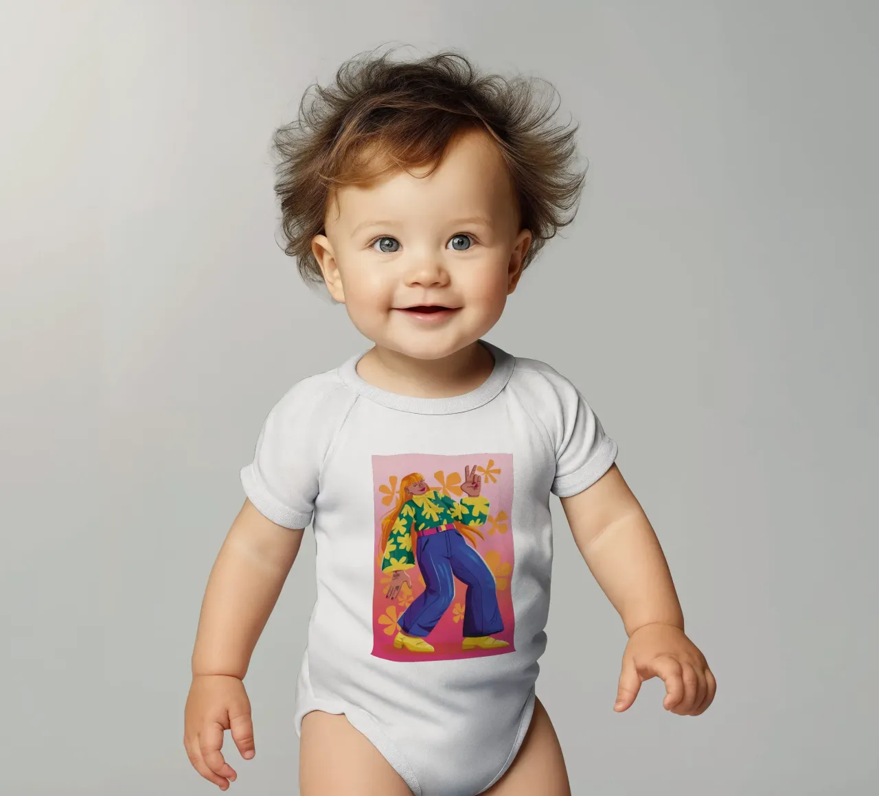 Dynamic Expression short-sleeve baby romper by Petal Canvas