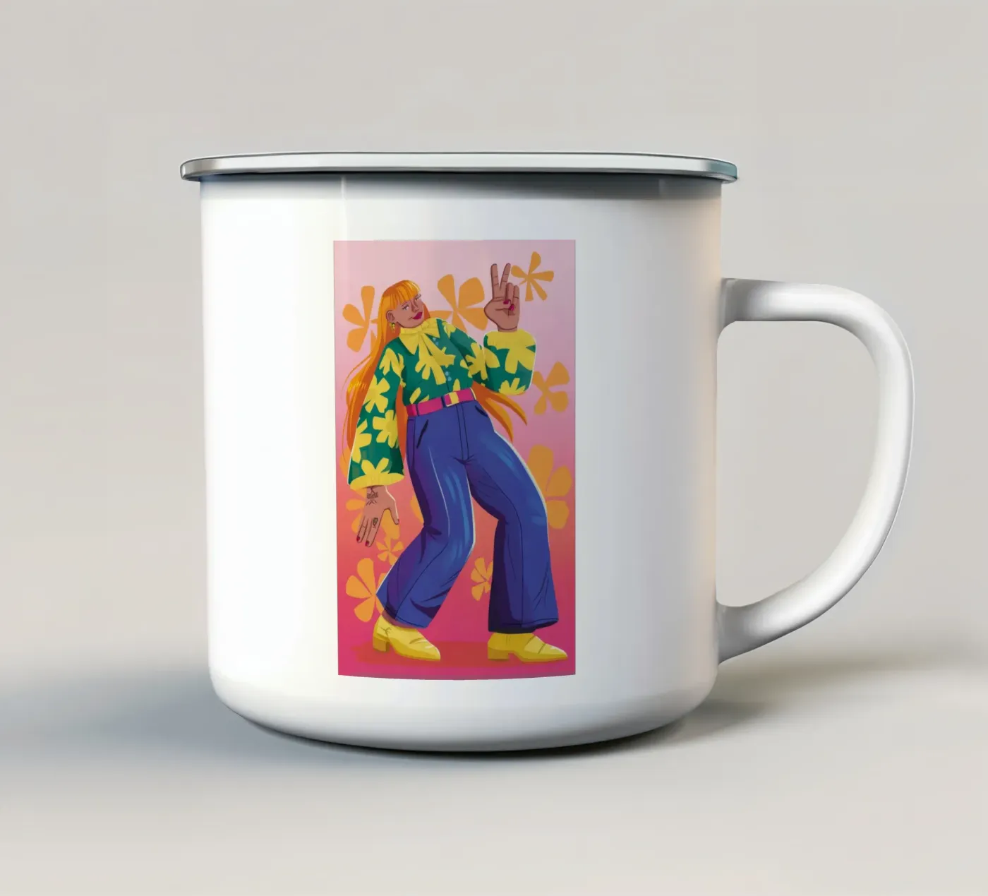 Dynamic Expression enamel mug by Petal Canvas