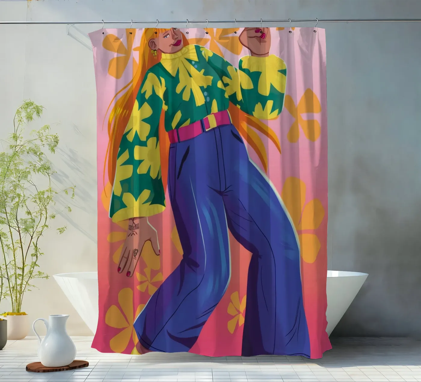 Dynamic Expression douchegordijn van Petal Canvas