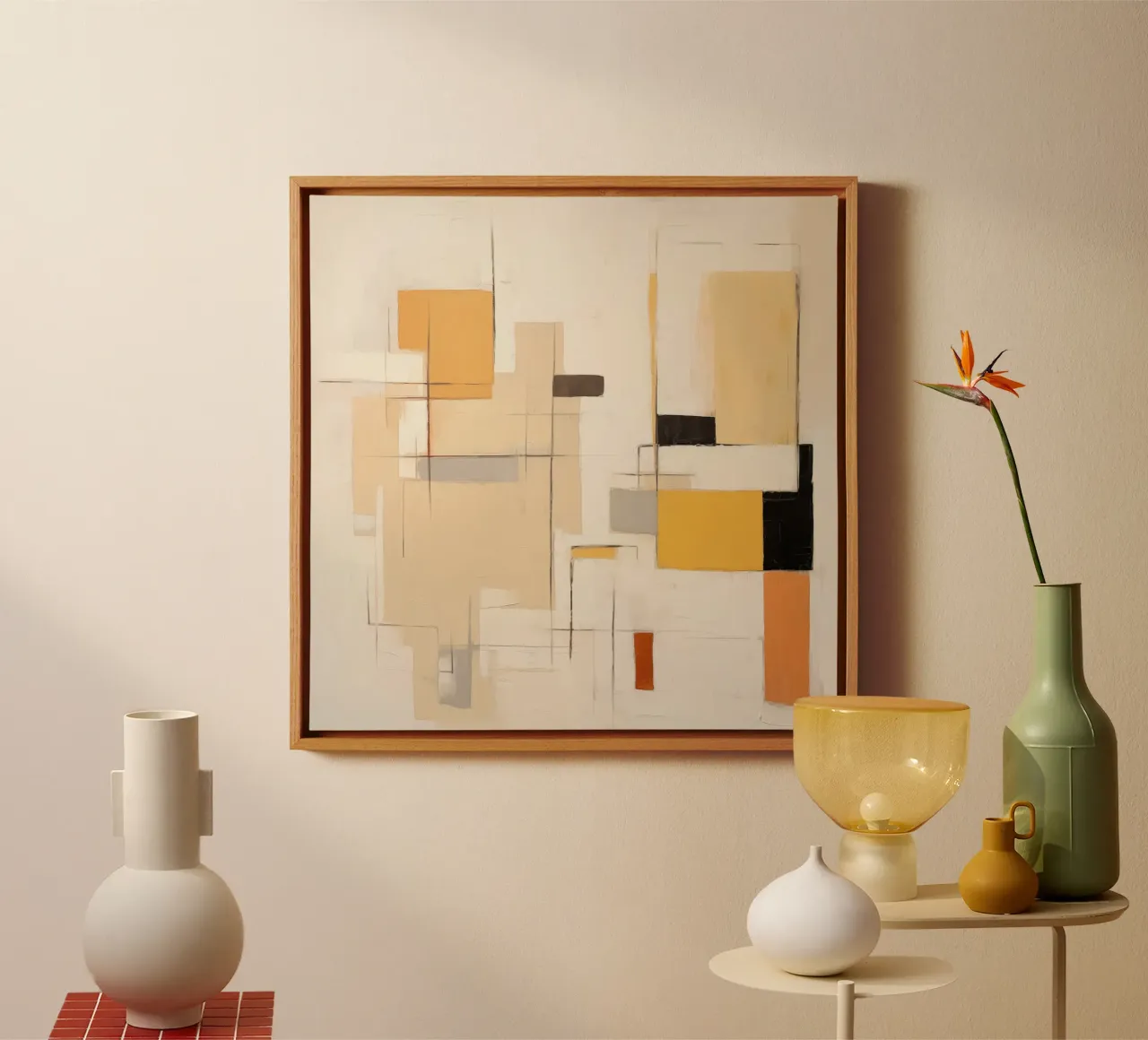 Abstracte vlakken canvas met Baklijst van Imagine