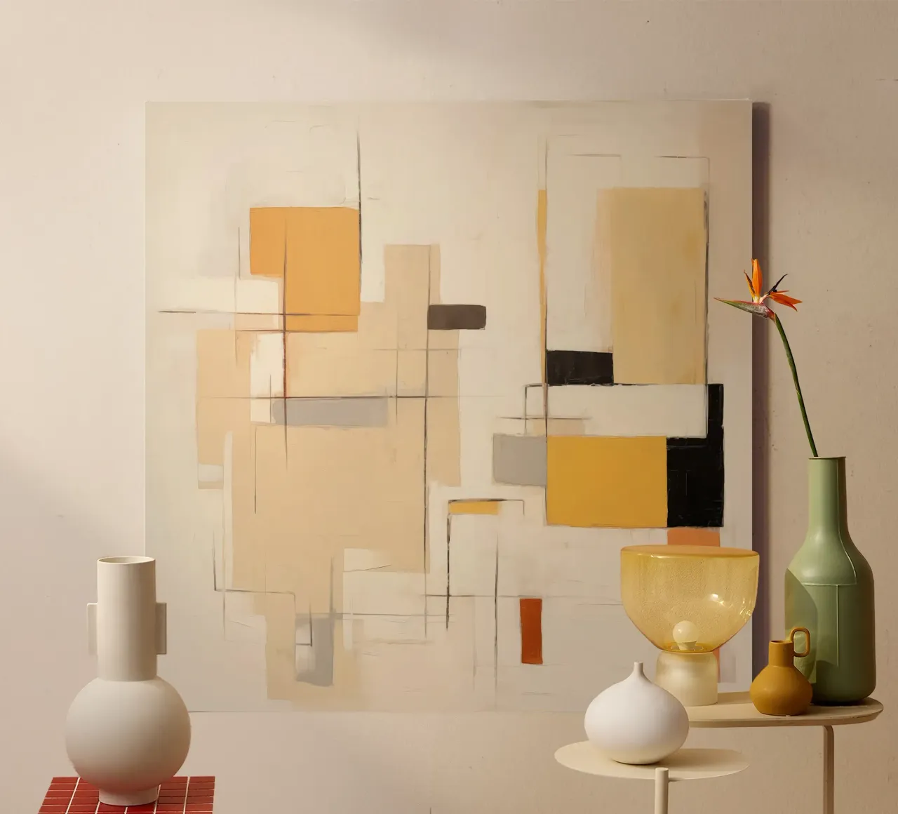 Abstracte vlakken canvas met Baklijst van Imagine
