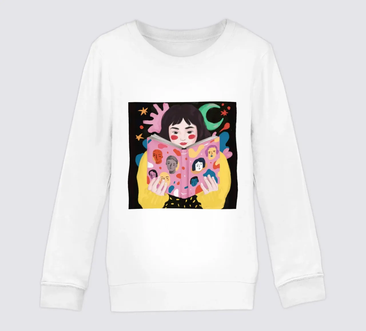 Mystical Reading kids sweatshirt by Petal Canvas