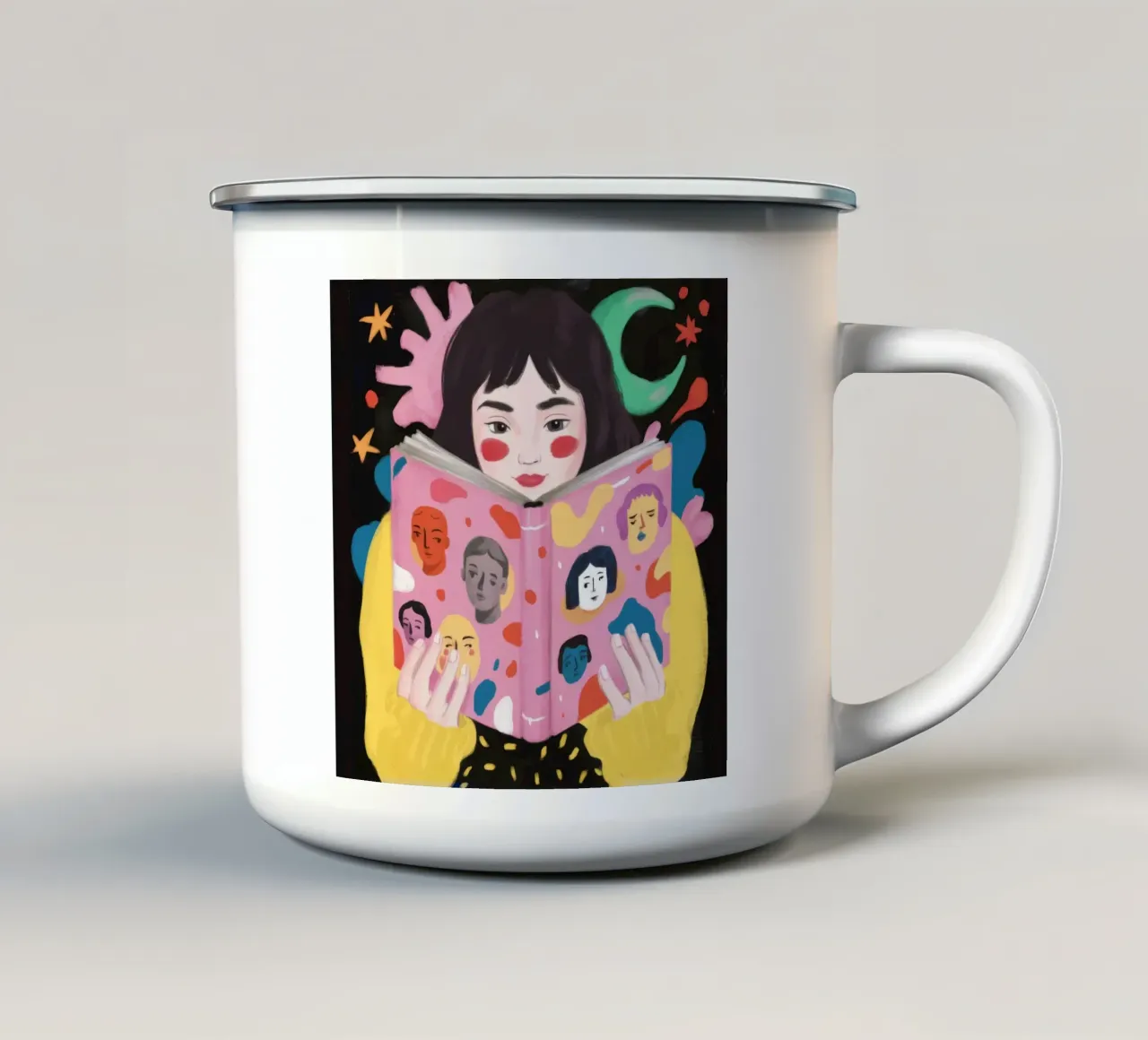 Lettura mistica tazza in smalto da Petal Canvas