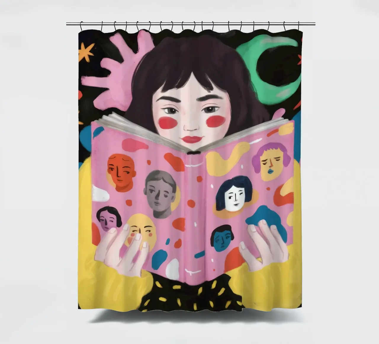 Lectura mística cortina de baño de Petal Canvas