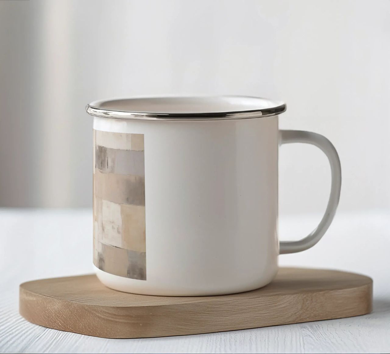 Piani astratti nei colori tortora tazza in smalto da Imagine
