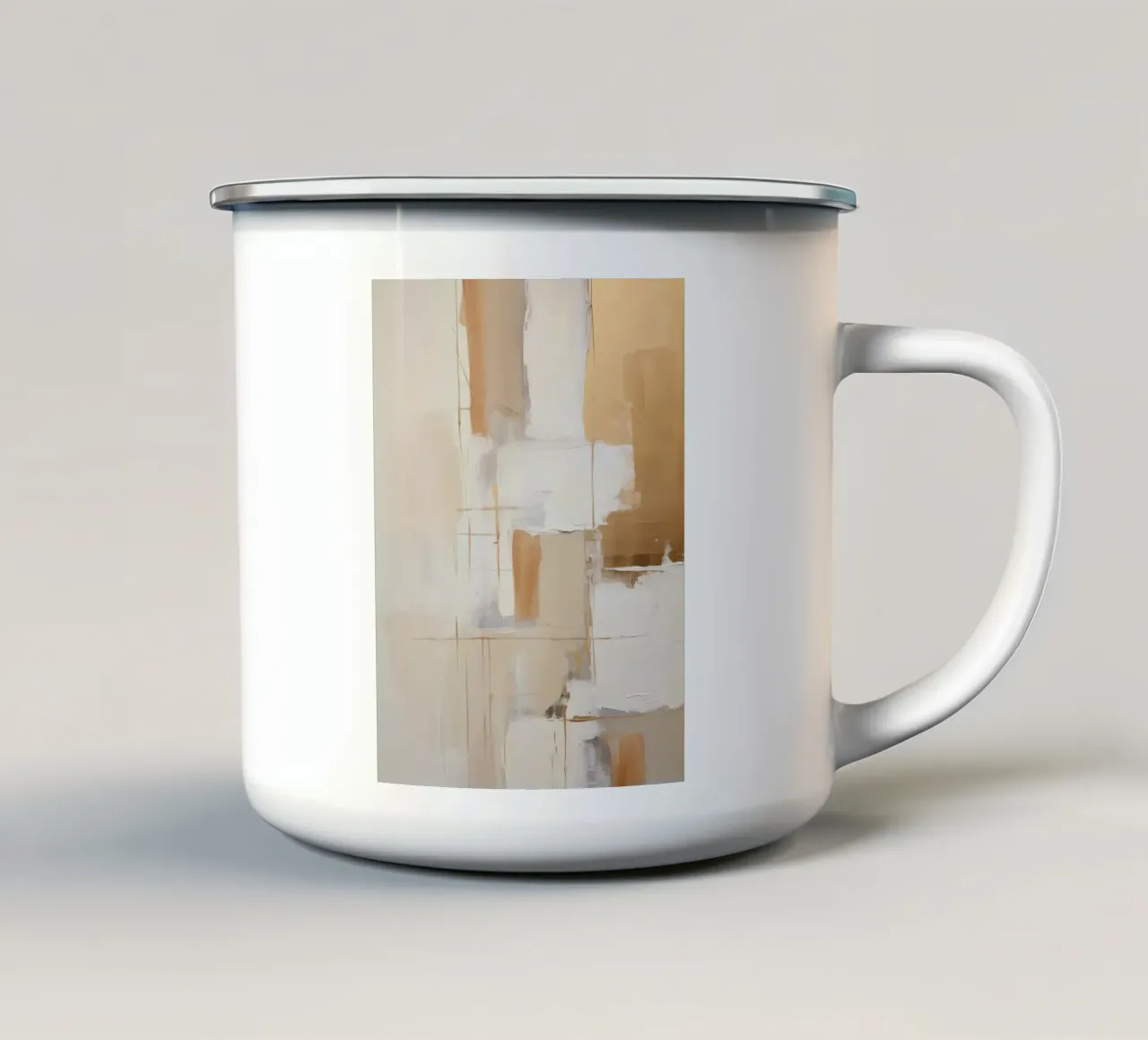 Piani astratti crema marrone tazza in smalto da Imagine