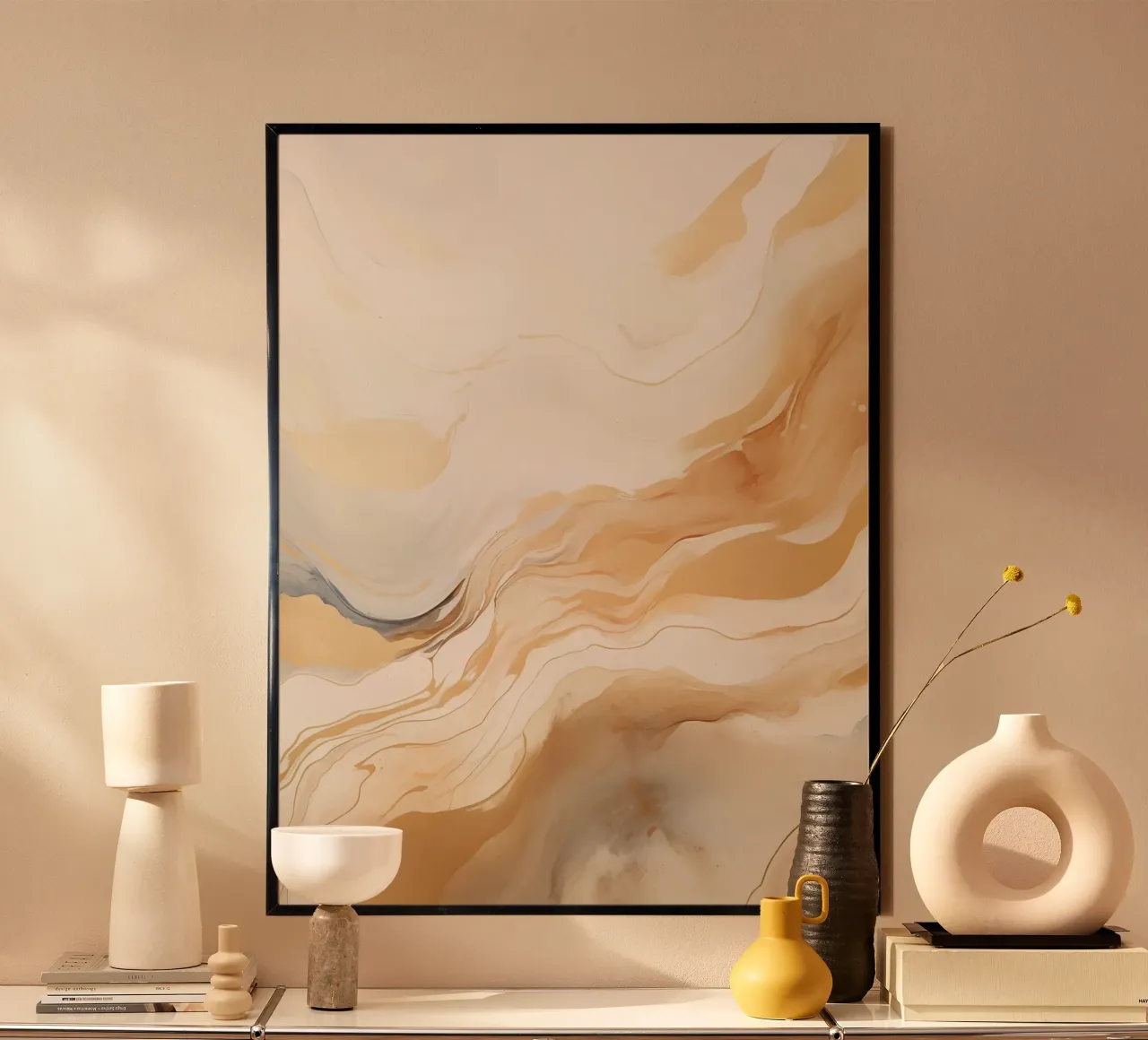 Abstrakte Marmorierung Poster mit Kunststoffrahmen von Imagine