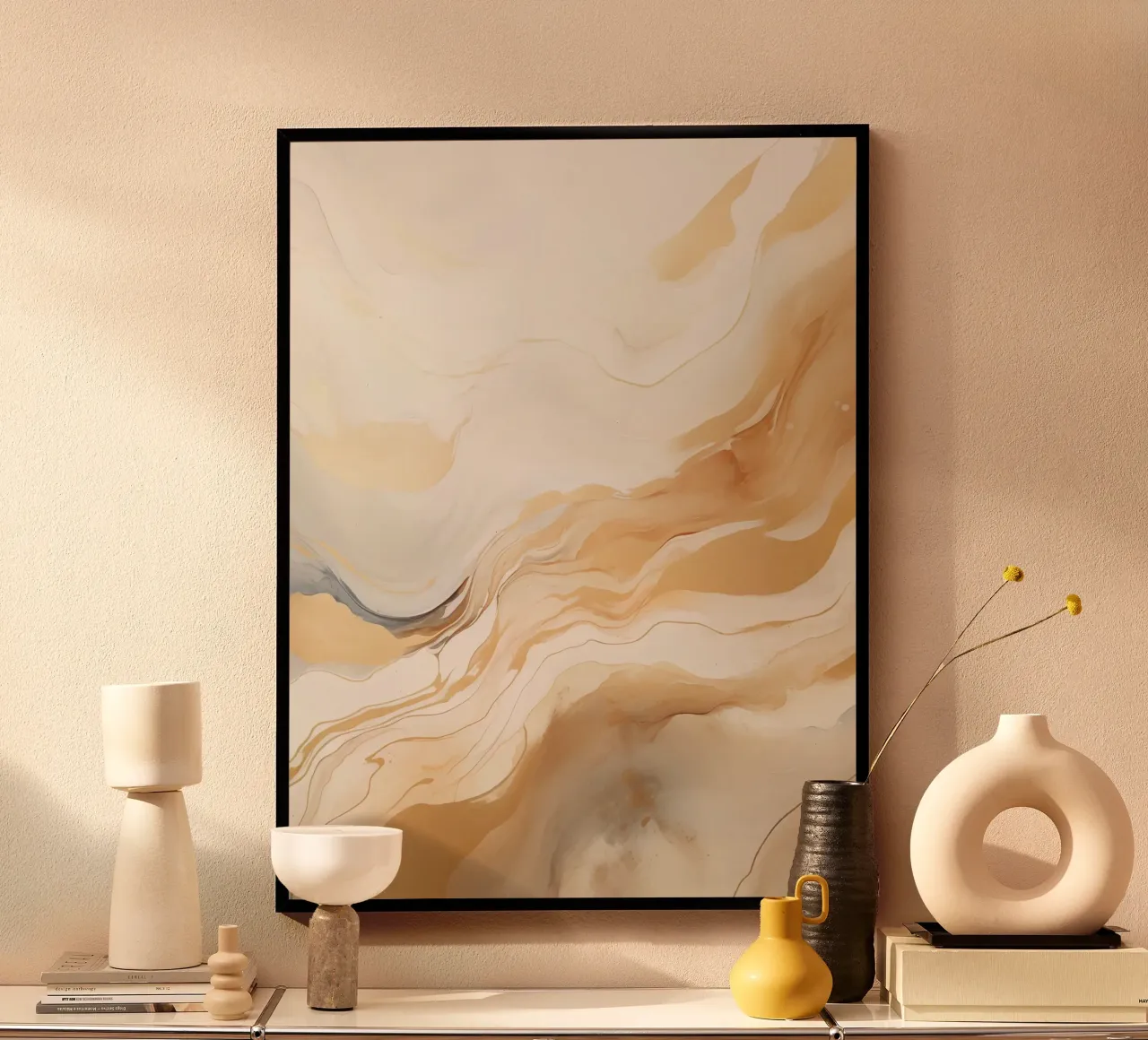 Abstrakte Marmorierung Poster mit Kunststoffrahmen von Imagine