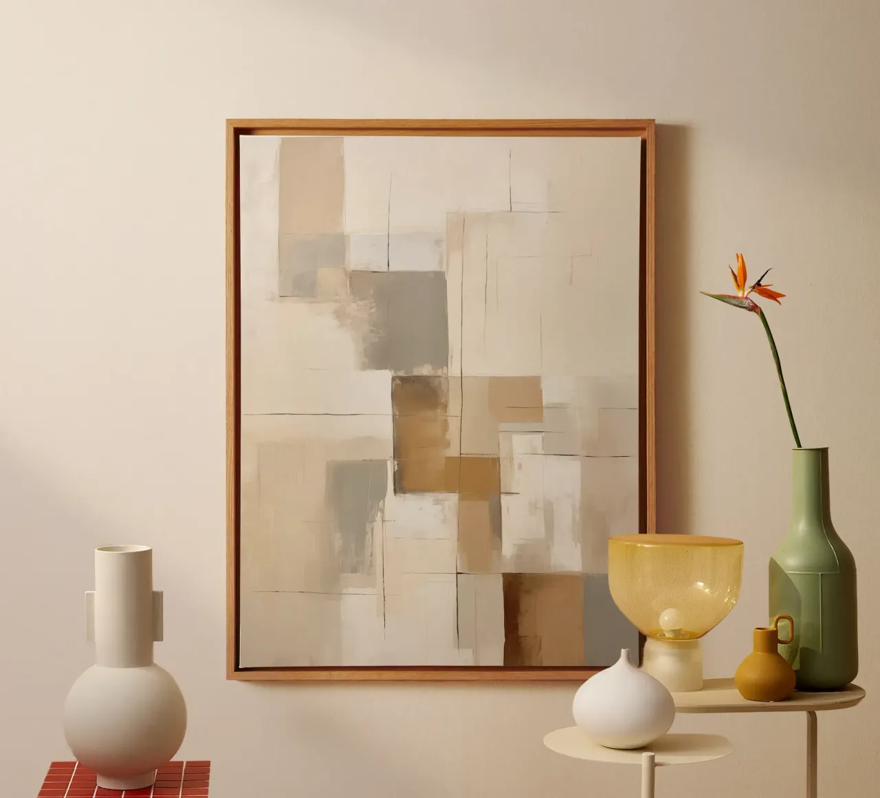 Abstrakte braune Flächen Leinwand mit Schattenfugenrahmen von Imagine