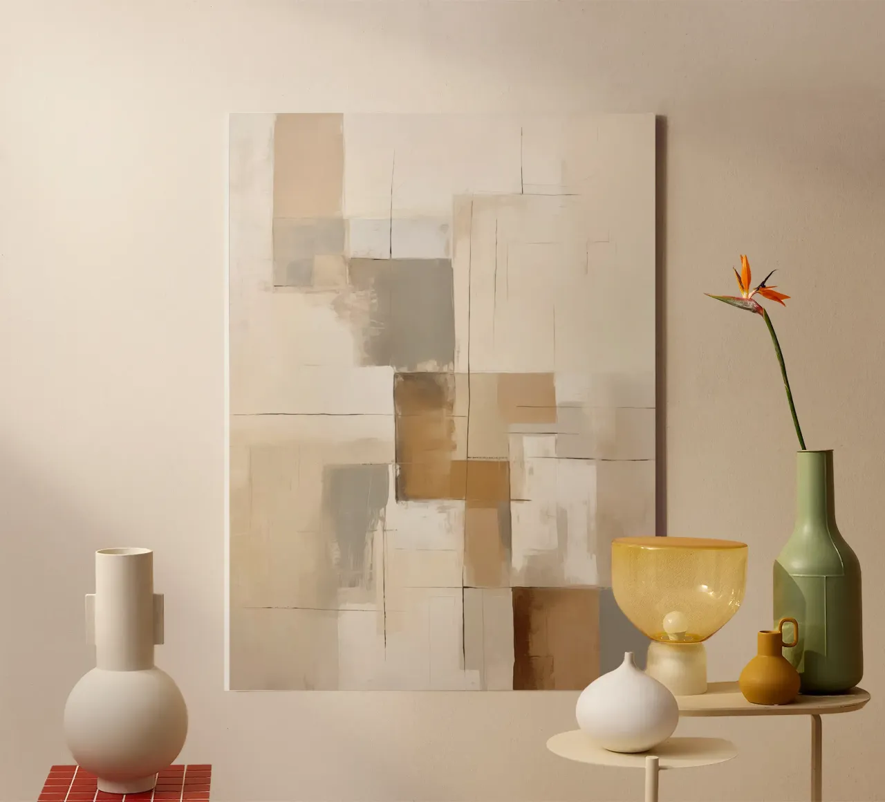 Abstrakte braune Flächen Leinwand mit Schattenfugenrahmen von Imagine