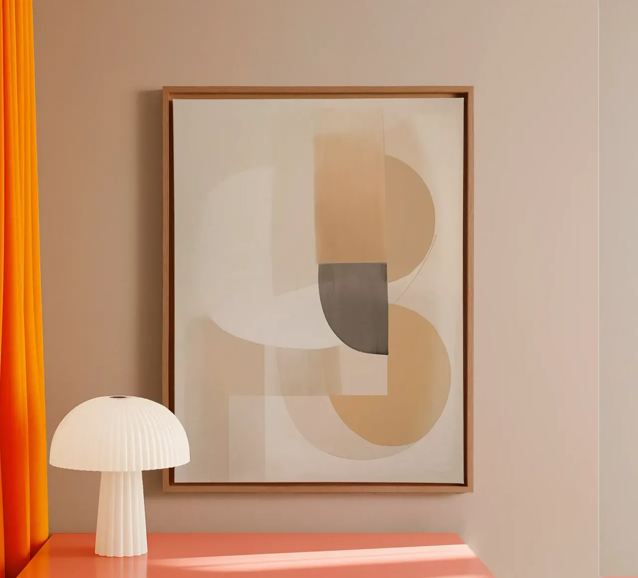 Abstract Bruin canvas met Baklijst van Imagine