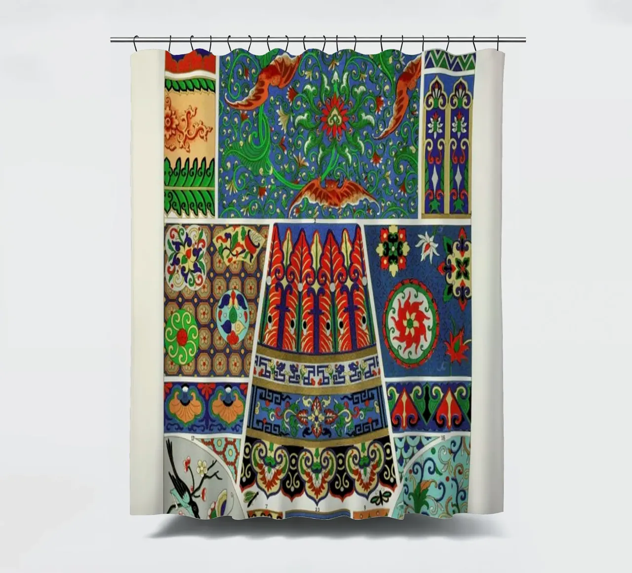Racinet -  Chinese and Japanese Ornamental Pattern tenda da doccia da Vintage by JUNIQE