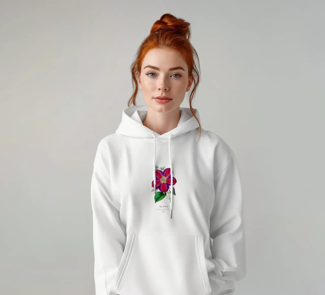 Clematide fiore giapponese felpa con cappuccio da Vintagrafica