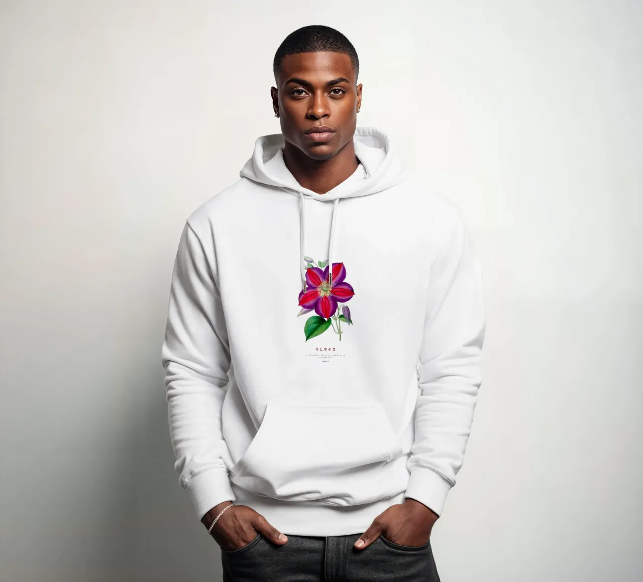 Clematide fiore giapponese felpa con cappuccio da Vintagrafica