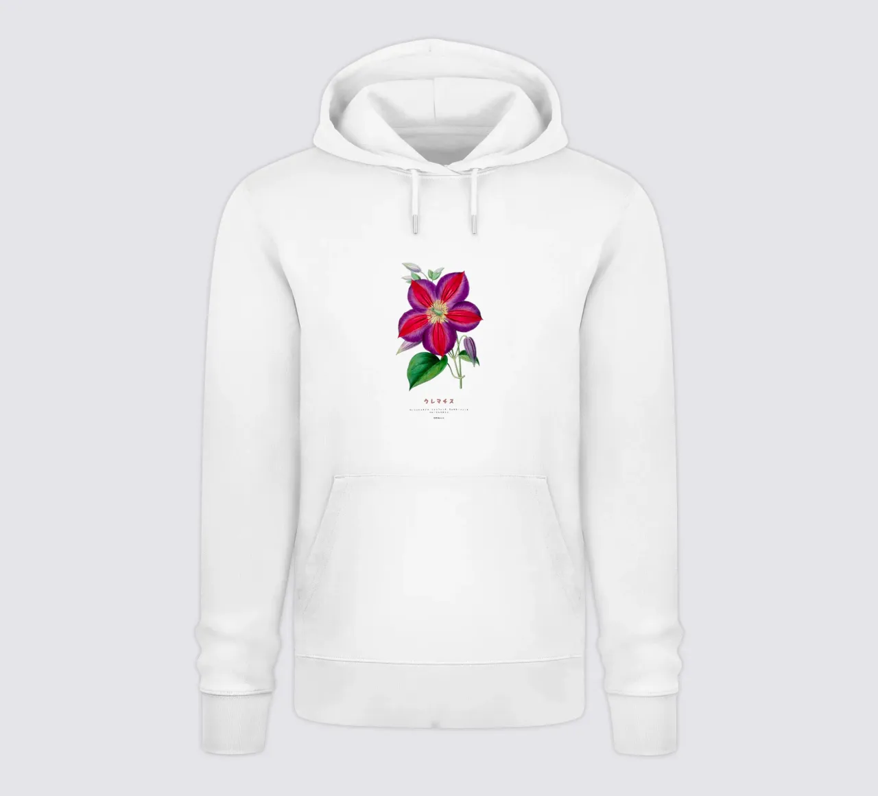 Clematide fiore giapponese felpa con cappuccio da Vintagrafica