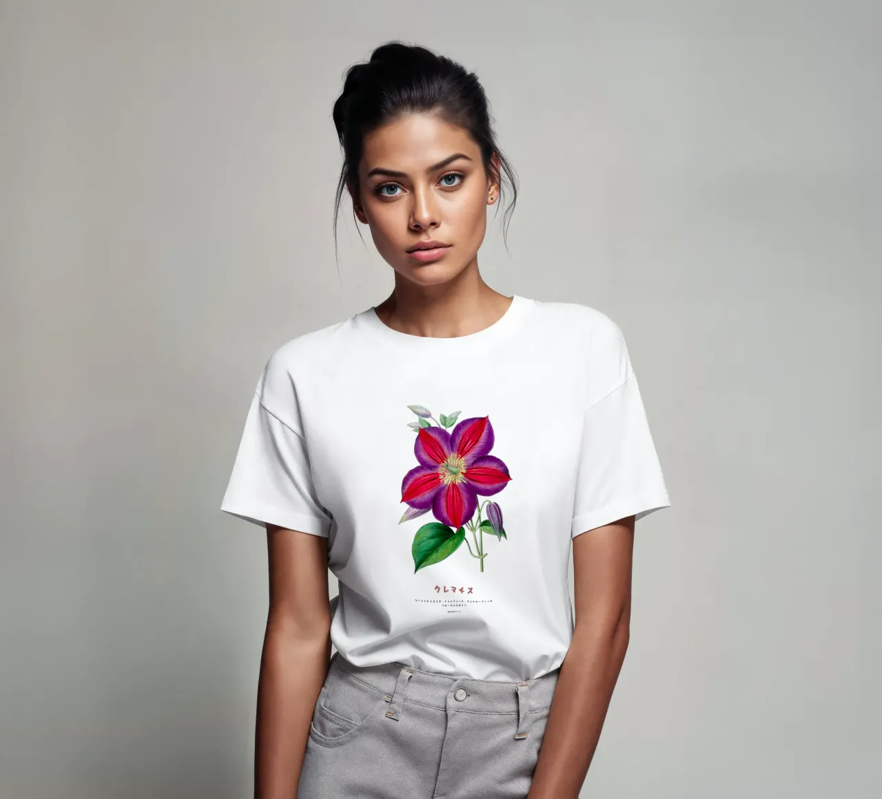 Clematide fiore giapponese t-shirt da Vintagrafica