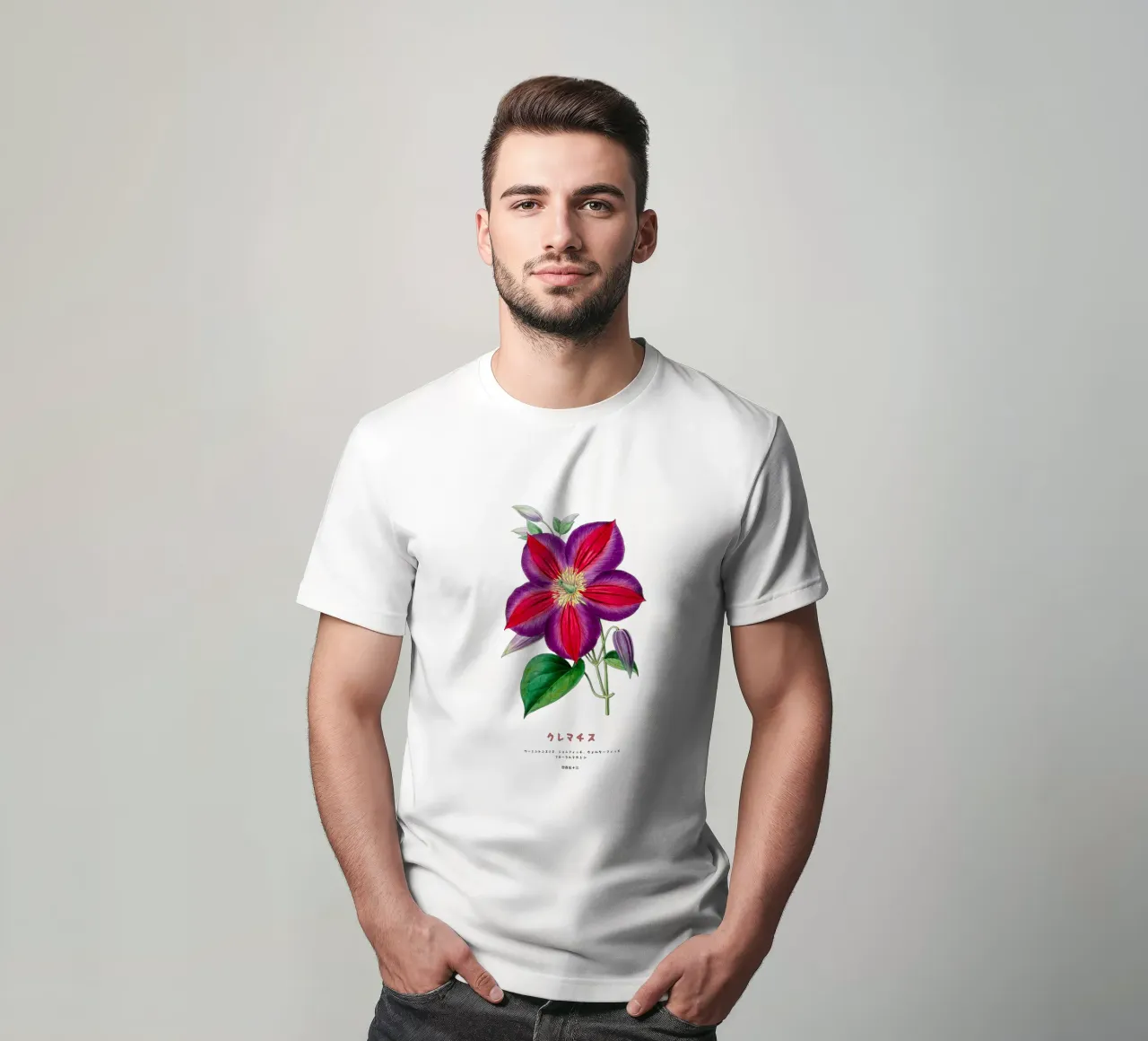 Clematide fiore giapponese t-shirt da Vintagrafica