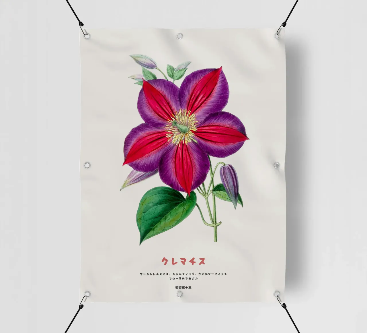 Clematide fiore giapponese telo in pvc da Vintagrafica