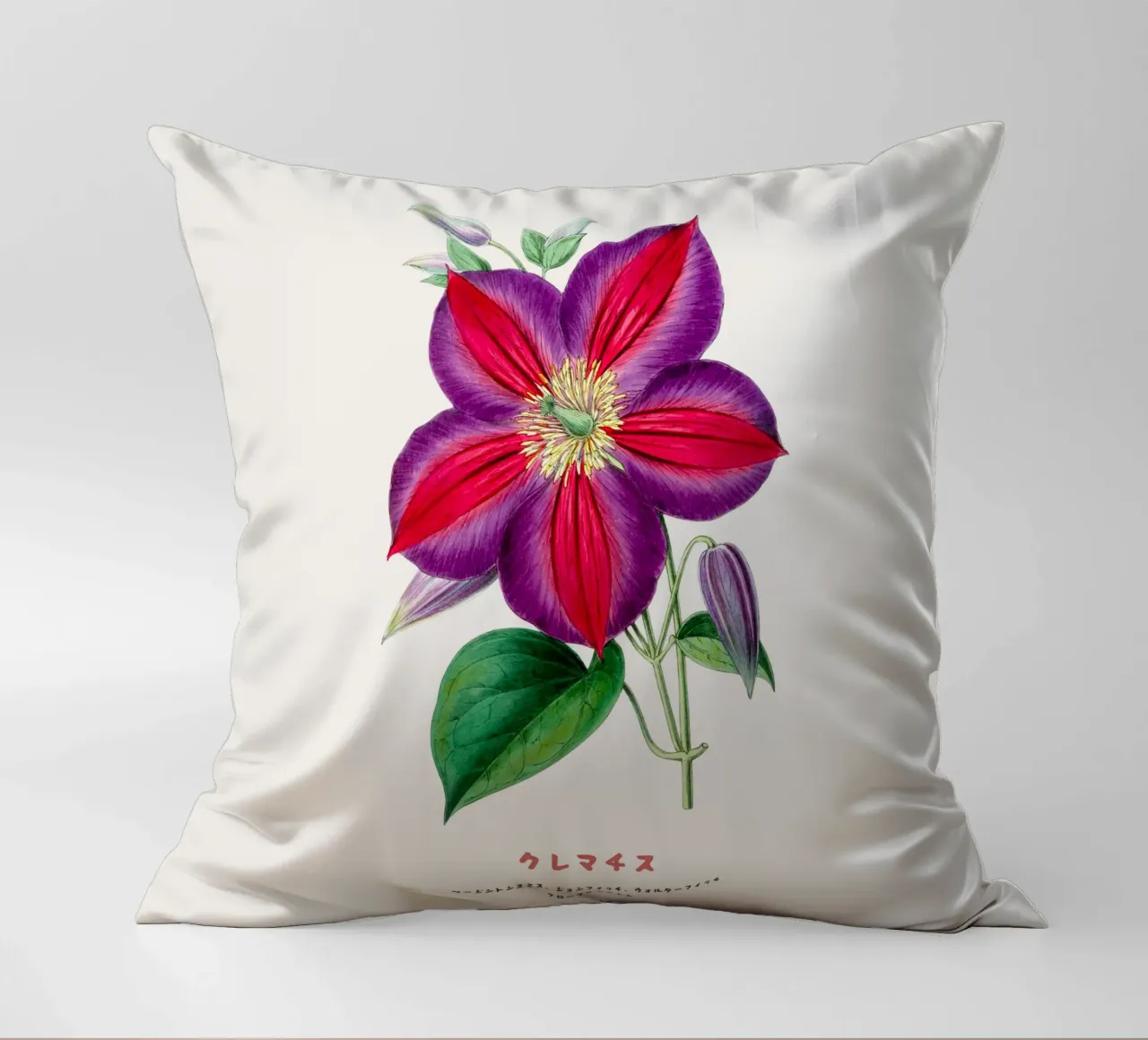 Clematide fiore giapponese cuscino da Vintagrafica