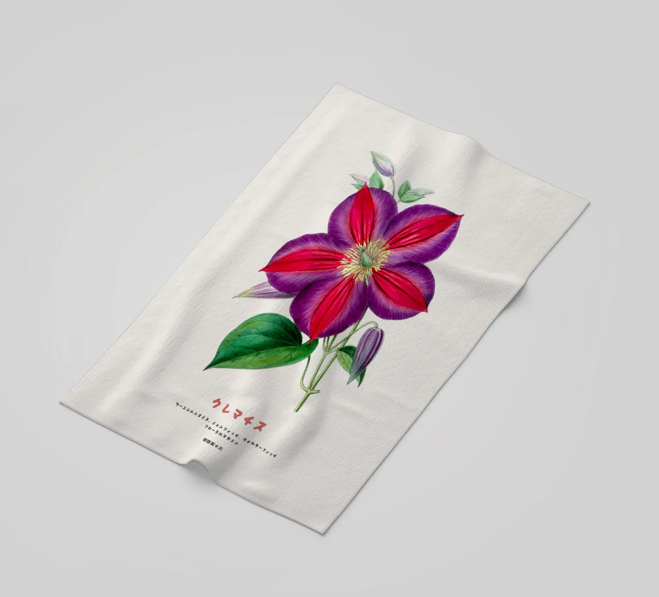Clematide fiore giapponese telo mare da Vintagrafica