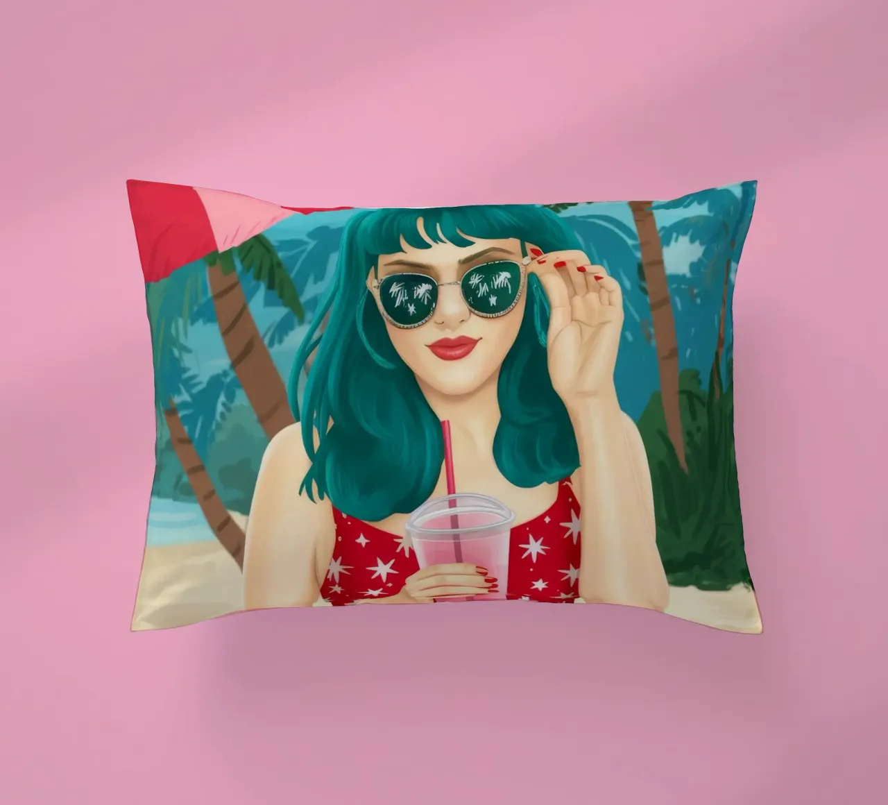 Beatitudine sulla spiaggia cuscino da Petal Canvas