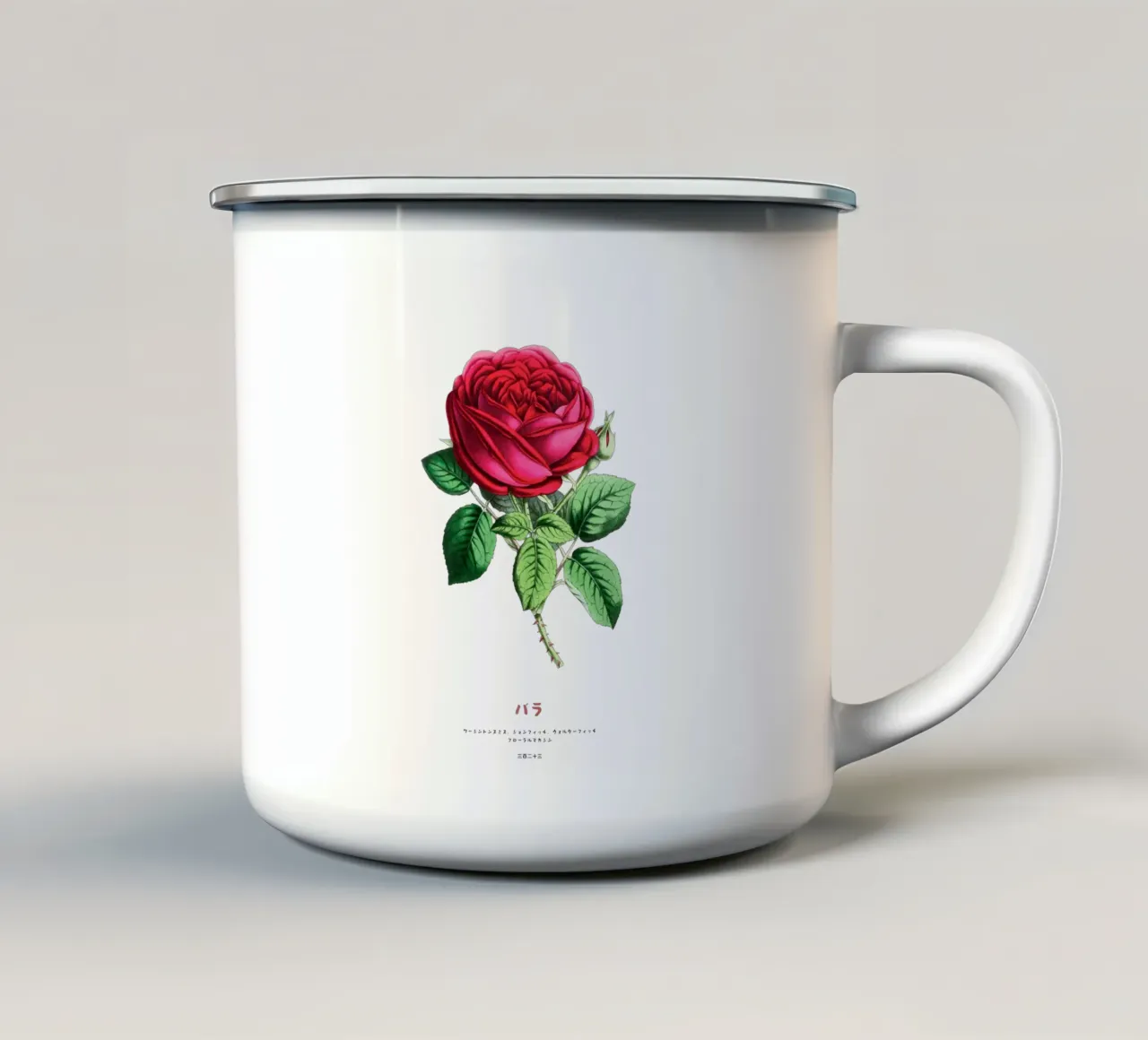 Red Rose Flower tazza in smalto da Vintagrafica