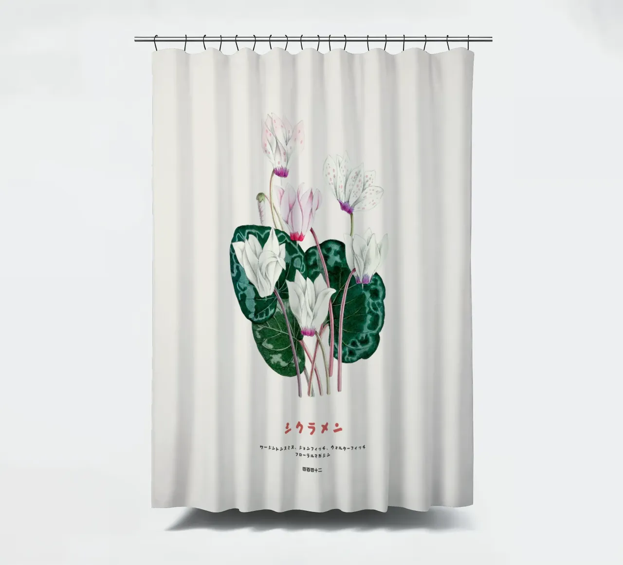 Fiori di ciclamino in stile giapponese tenda da doccia da Vintagrafica